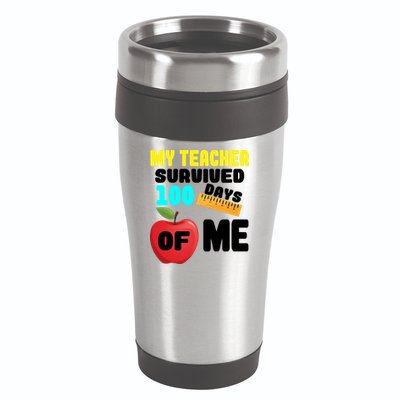 My Teacher Survived 100 Days Of Me 16oz Travel Tumbler