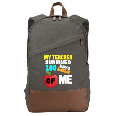My Teacher Survived 100 Days Of Me Cotton Canvas Backpack