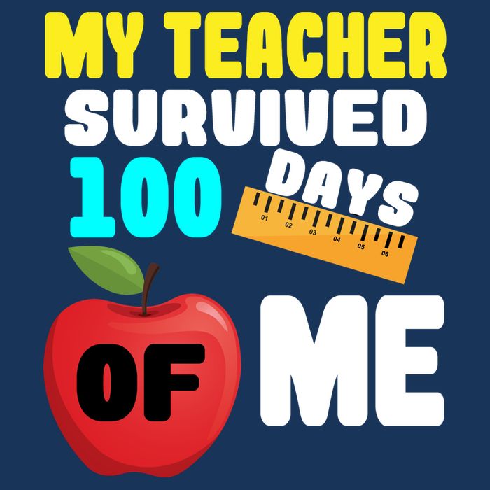My Teacher Survived 100 Days Of Me Drawstring Bag