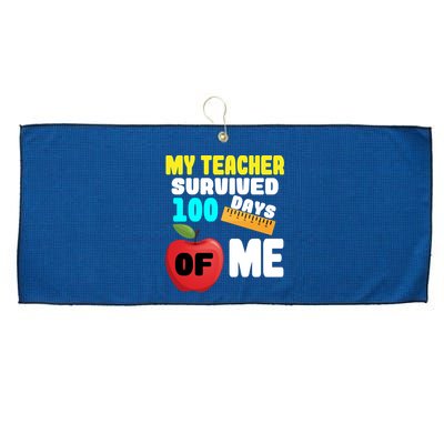 My Teacher Survived 100 Days Of Me Large Microfiber Waffle Golf Towel