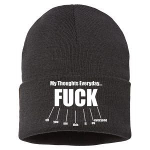 My Thoughts Everyday Fuck Everything Funny Meme Sustainable Knit Beanie