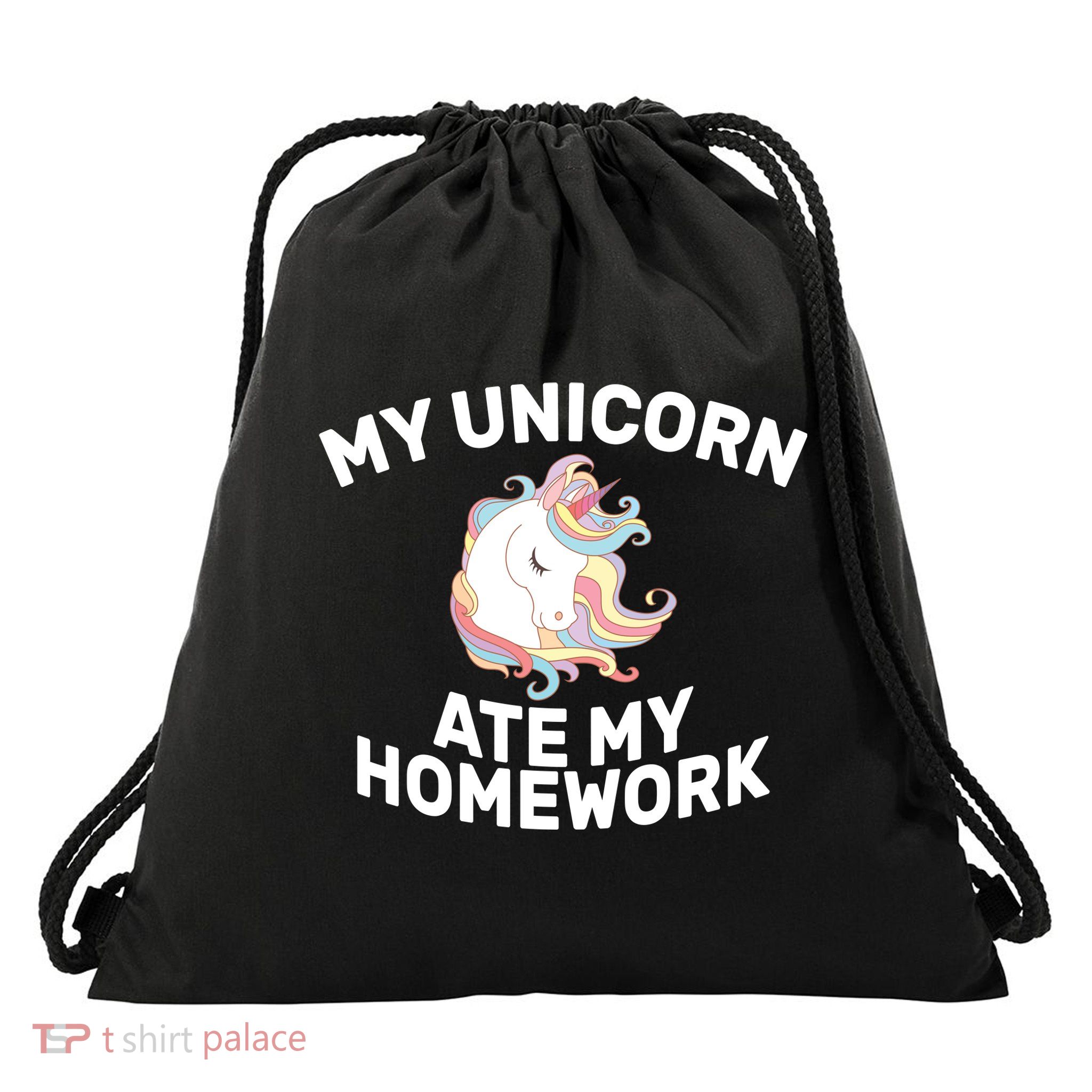 My Unicorn Ate My Homework Drawstring Bag