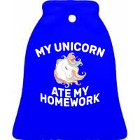 My Unicorn Ate My Homework Ceramic Bell Ornament