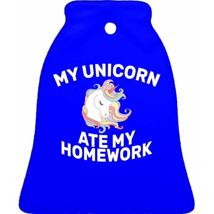 My Unicorn Ate My Homework Ceramic Bell Ornament