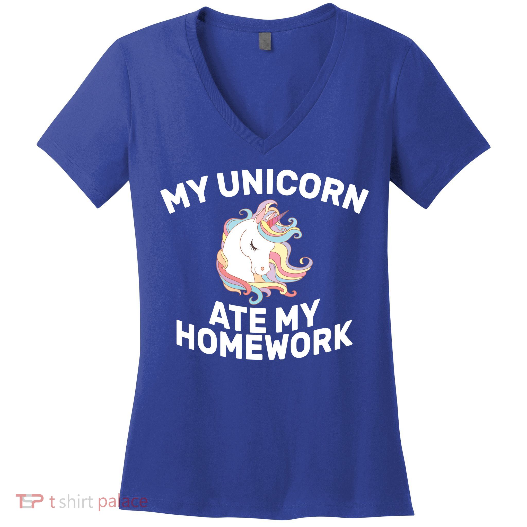My Unicorn Ate My Homework Women's V-Neck T-Shirt