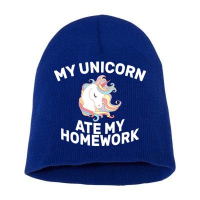 My Unicorn Ate My Homework Short Acrylic Beanie