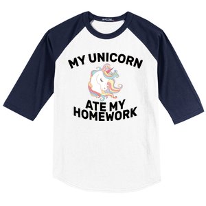 My Unicorn Ate My Homework Baseball Sleeve Shirt