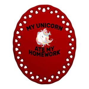 My Unicorn Ate My Homework Ceramic Oval Ornament