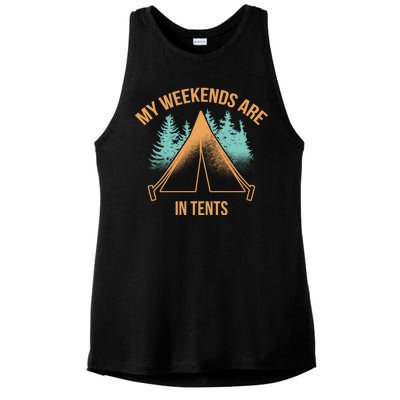 My Weekends Are In Tents Ladies PosiCharge Tri-Blend Wicking Tank