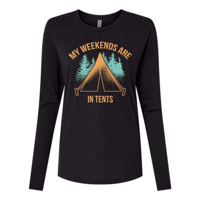 My Weekends Are In Tents Womens Cotton Relaxed Long Sleeve T-Shirt