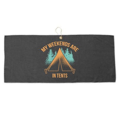 My Weekends Are In Tents Large Microfiber Waffle Golf Towel