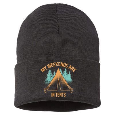 My Weekends Are In Tents Sustainable Knit Beanie