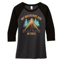 My Weekends Are In Tents Women's Tri-Blend 3/4-Sleeve Raglan Shirt