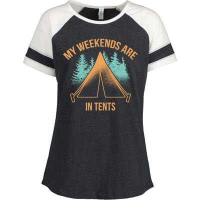 My Weekends Are In Tents Enza Ladies Jersey Colorblock Tee