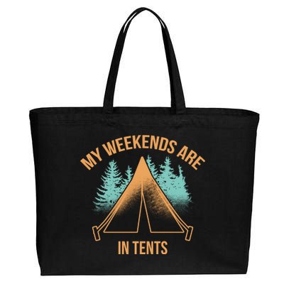 My Weekends Are In Tents Cotton Canvas Jumbo Tote