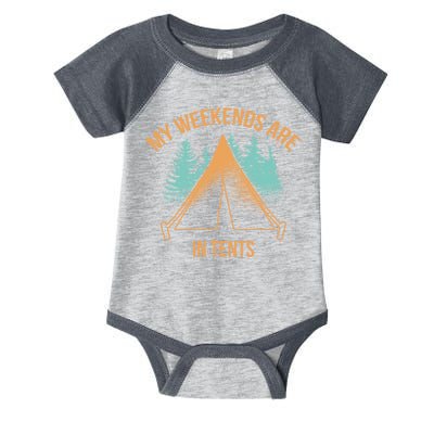 My Weekends Are In Tents Infant Baby Jersey Bodysuit