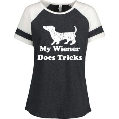 My Wiener Does Tricks Enza Ladies Jersey Colorblock Tee