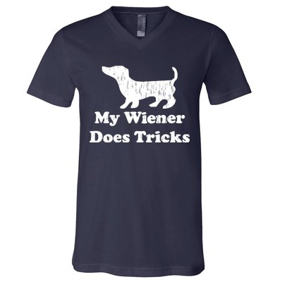 My Wiener Does Tricks V-Neck T-Shirt