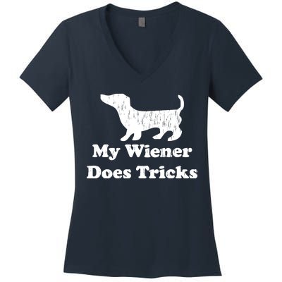 My Wiener Does Tricks Women's V-Neck T-Shirt