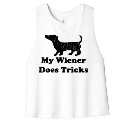 My Wiener Does Tricks Women's Racerback Cropped Tank