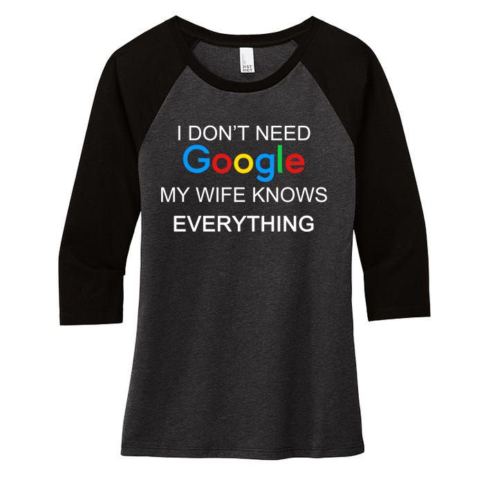 My Wife Knows Everything Funny Women's Tri-Blend 3/4-Sleeve Raglan Shirt