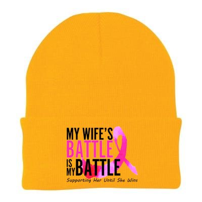 My Wife's Battle Is My Battle Breast Cancer Knit Cap Winter Beanie