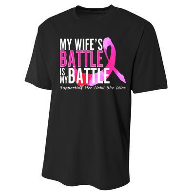 My Wife's Battle Is My Battle Breast Cancer Performance Sprint T-Shirt