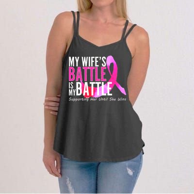 My Wife's Battle Is My Battle Breast Cancer Women's Strappy Tank