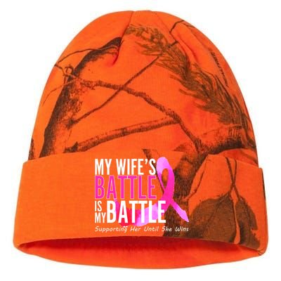 My Wife's Battle Is My Battle Breast Cancer Kati Licensed 12" Camo Beanie