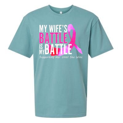 My Wife's Battle Is My Battle Breast Cancer Sueded Cloud Jersey T-Shirt