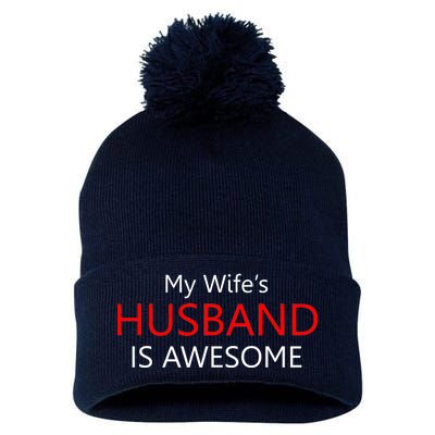 My Wife's Husband Is Awesome Pom Pom 12in Knit Beanie