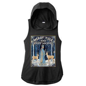 Merry Yule And Happy Winter Solstice Deer Christmas Gothic Ladies PosiCharge Tri-Blend Wicking Draft Hoodie Tank