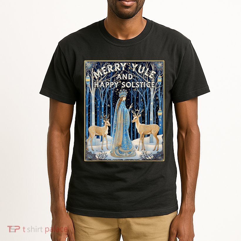 Merry Yule And Happy Winter Solstice Deer Christmas Gothic Tall T-Shirt