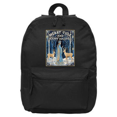 Merry Yule And Happy Winter Solstice Deer Christmas Gothic 16 in Basic Backpack