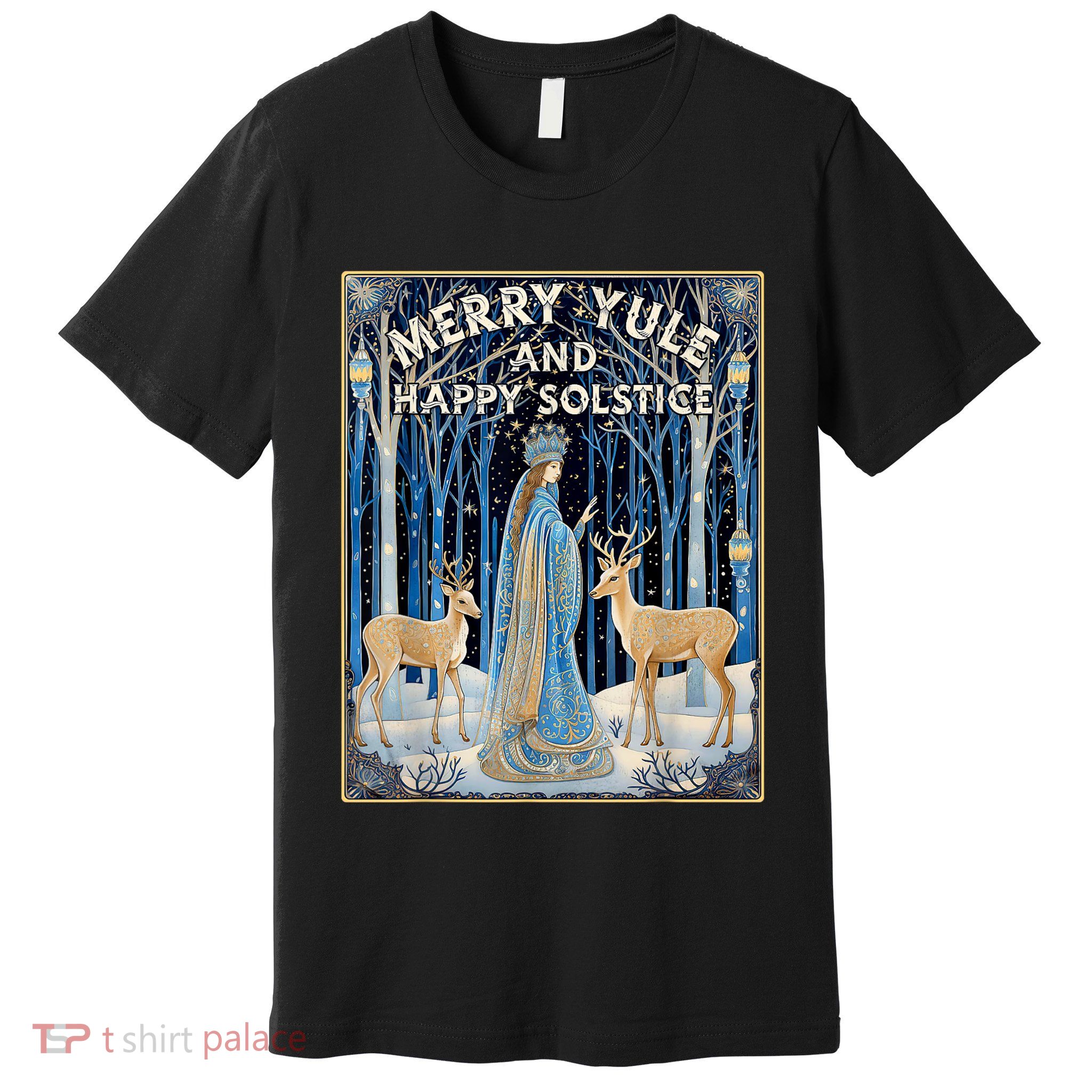 Merry Yule And Happy Winter Solstice Deer Christmas Gothic Premium T-Shirt