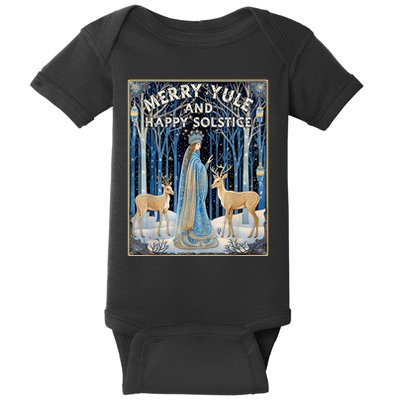 Merry Yule And Happy Winter Solstice Deer Christmas Gothic Baby Bodysuit