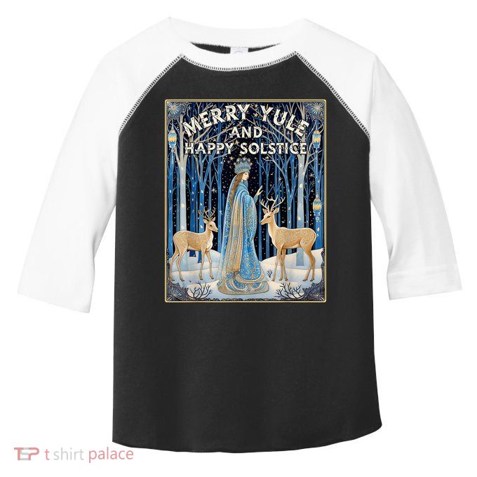 Merry Yule And Happy Winter Solstice Deer Christmas Gothic Toddler Fine Jersey T-Shirt
