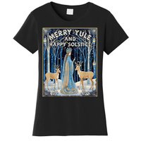 Merry Yule And Happy Winter Solstice Deer Christmas Gothic Women's T-Shirt