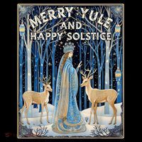 Merry Yule And Happy Winter Solstice Deer Christmas Gothic Womens T-Shirt