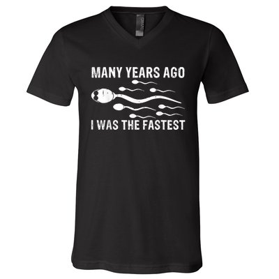 Many Years Ago I Was The Fastest V V-Neck T-Shirt