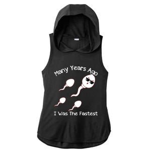 Many Years Ago I Was The Fastest Funny Ladies PosiCharge Tri-Blend Wicking Draft Hoodie Tank