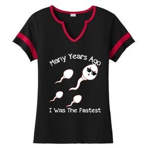 Many Years Ago I Was The Fastest Funny Ladies Halftime Notch Neck Tee