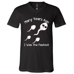 Many Years Ago I Was The Fastest Funny V-Neck T-Shirt