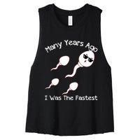 Many Years Ago I Was The Fastest Funny Women's Racerback Cropped Tank