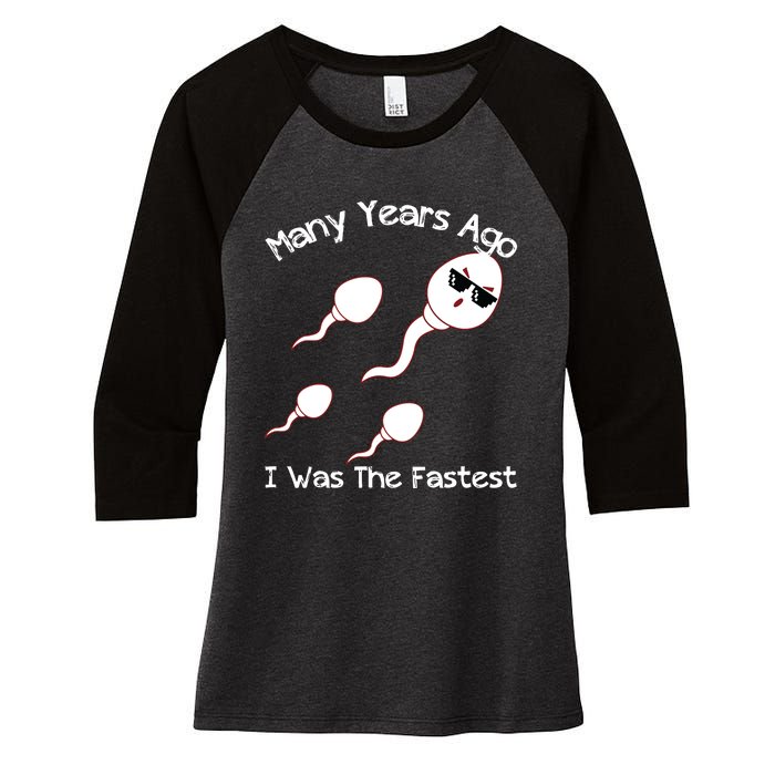 Many Years Ago I Was The Fastest Funny Women's Tri-Blend 3/4-Sleeve Raglan Shirt