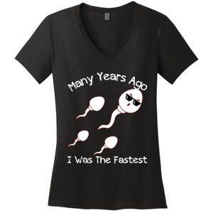 Many Years Ago I Was The Fastest Funny Women's V-Neck T-Shirt