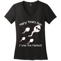 Many Years Ago I Was The Fastest Funny Women's V-Neck T-Shirt