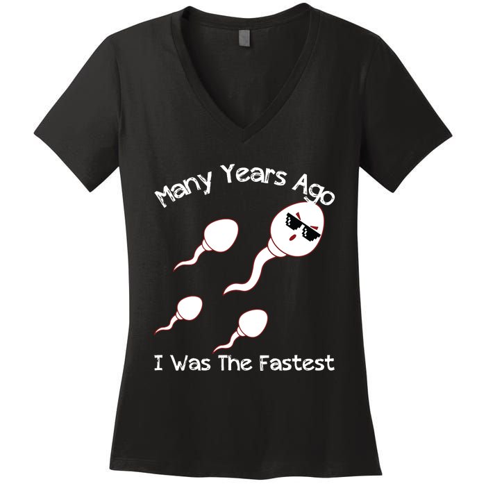 Many Years Ago I Was The Fastest Funny Women's V-Neck T-Shirt