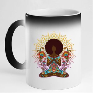 Meditation Yoga Afro Woman 11oz Black Color Changing Mug