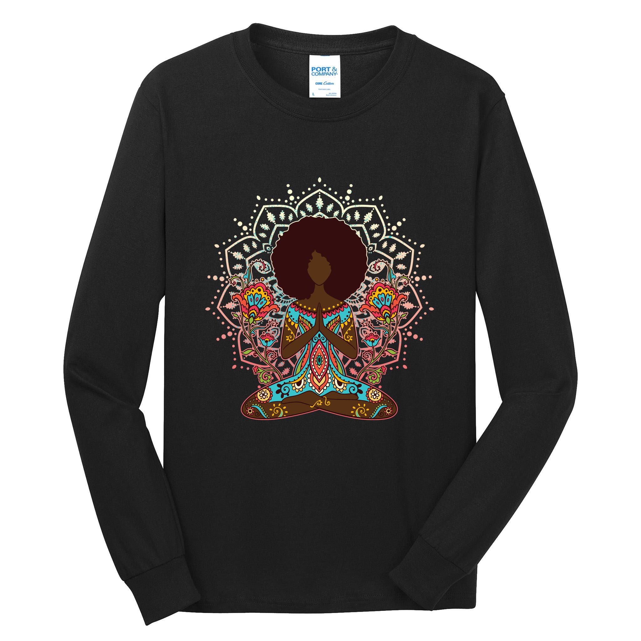 Meditation Yoga Afro Woman Tall Long Sleeve T-Shirt
